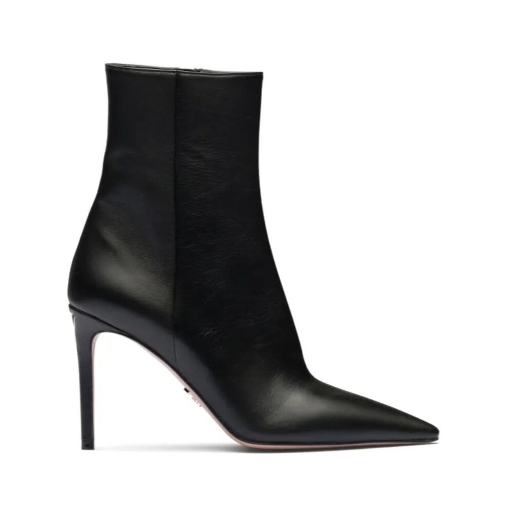 Prada triangle logo 95mm ankle black leather boots SIZE 41 NEW
